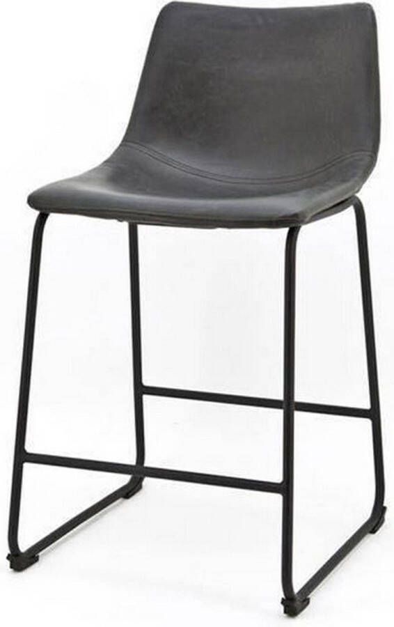 Giga Meubel Barkruk Industrieel Zithoogte 75cm PU-Leer & Metaal Barkruk Logan Antraciet