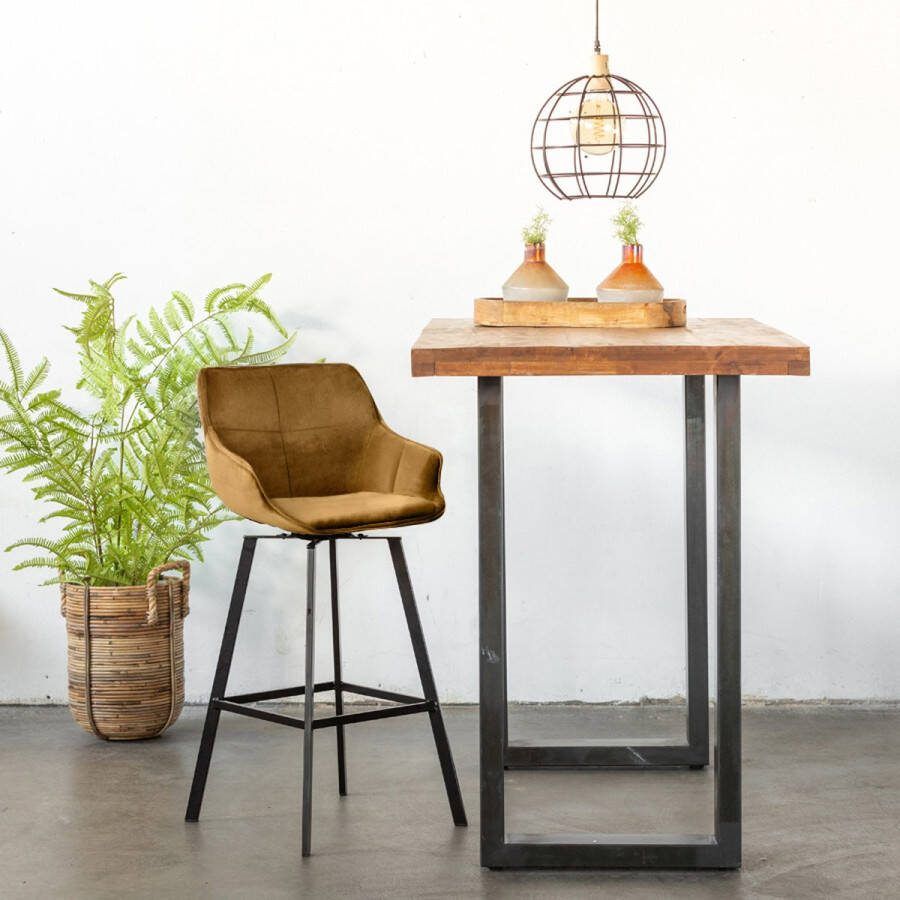 Giga Meubel Barkruk Velvet Oker 49x53x102cm Barkruk Shannon Velvet