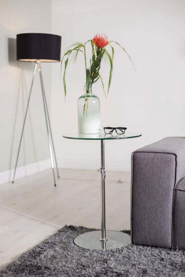 Giga Meubel Bijzettafel Rond Glas Ø45x75cm Metalen Onderstel Tafel Karena