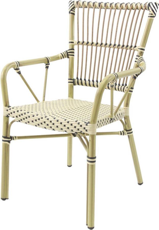 Giga Meubel Bistrostoel Wit Zwart Rotan 56x62x90cm James