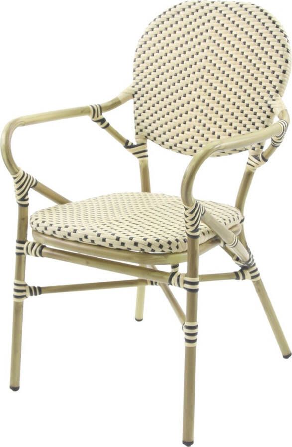 Giga Meubel Bistrostoel Wit Zwart Rotan 56x64x89cm Tango