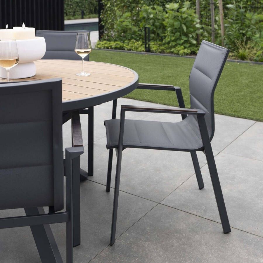 Giga Meubel Tuinstoel Stapelbaar Aluminium Antraciet Dining Tuinstoel Quin