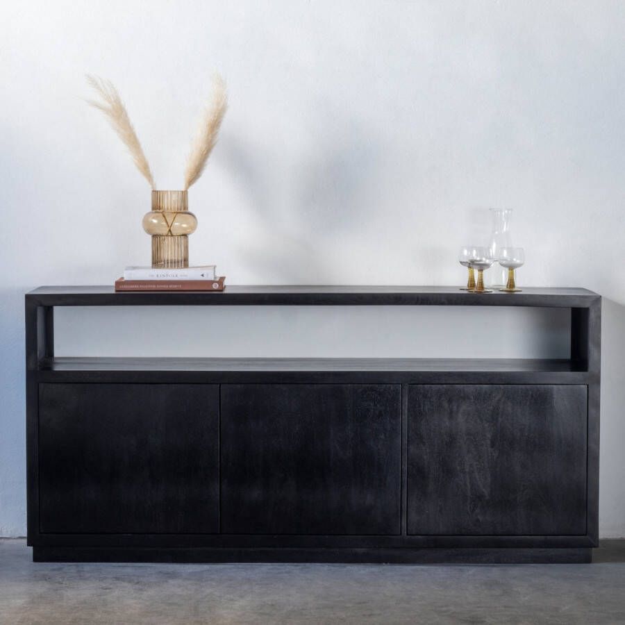 Giga Meubel Dressoir Zwart Mangohout 180x85x40cm Dressoir Luxurious
