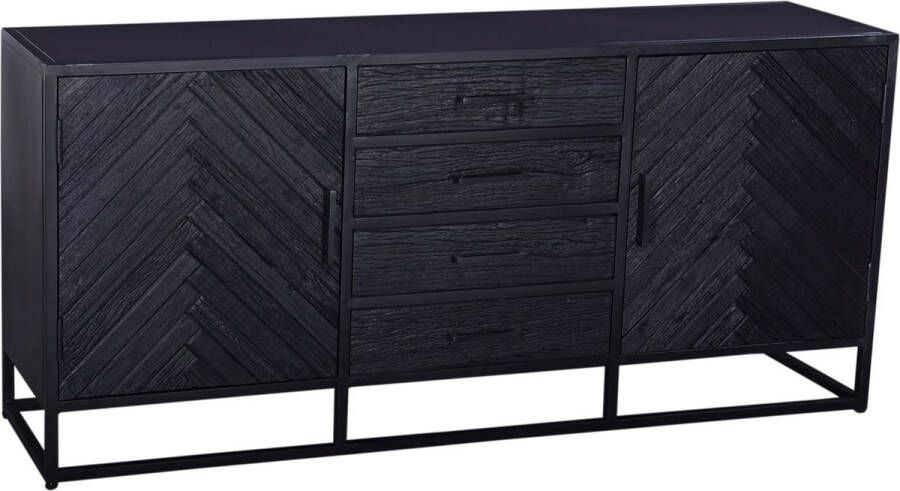Giga Meubel Dressoir Zwart Visgraat Mangohout Kast Isa Klein