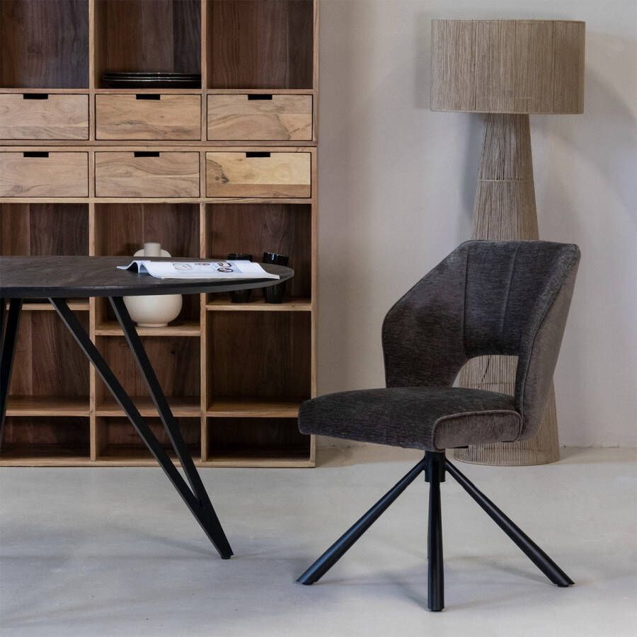 Giga Meubel Eetkamerstoel Taupe Draaibaar Textiel Eetkamerstoel Mara