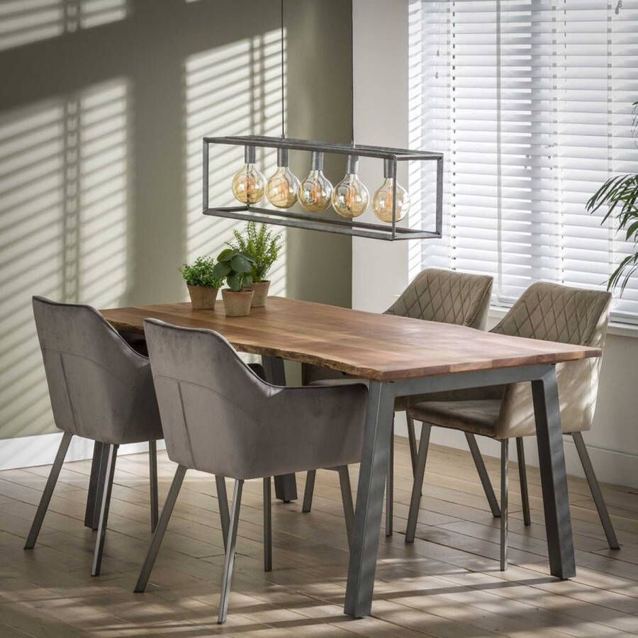 Giga Meubel Eetkamertafel Acaciahout 180cm Metalen Onderstel Tafel Edge