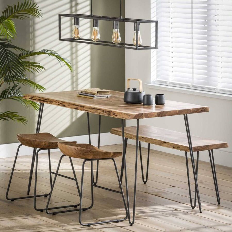 Giga Meubel Eetkamertafel Acaciahout Naturel 130x70x77cm Tafel Edge