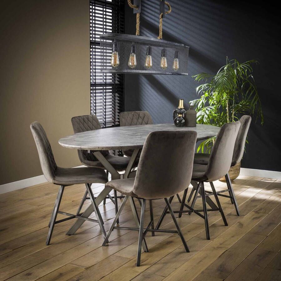 Giga Meubel Eetkamertafel Betonlook Grijs Ovaal 200x100x76cm