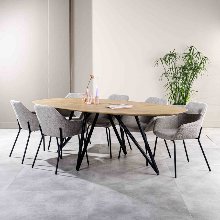 Giga Meubel Eetkamertafel Naturel Mangohout 240x110x76cm Eetkamertafel Langford
