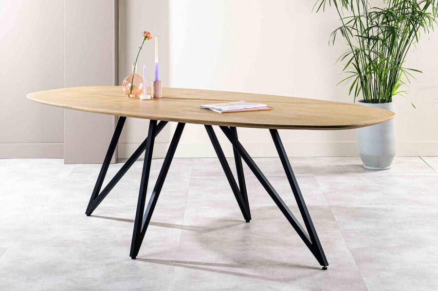 Giga Meubel Eetkamertafel Naturel Mangohout 240x110x76cm Eetkamertafel Langford