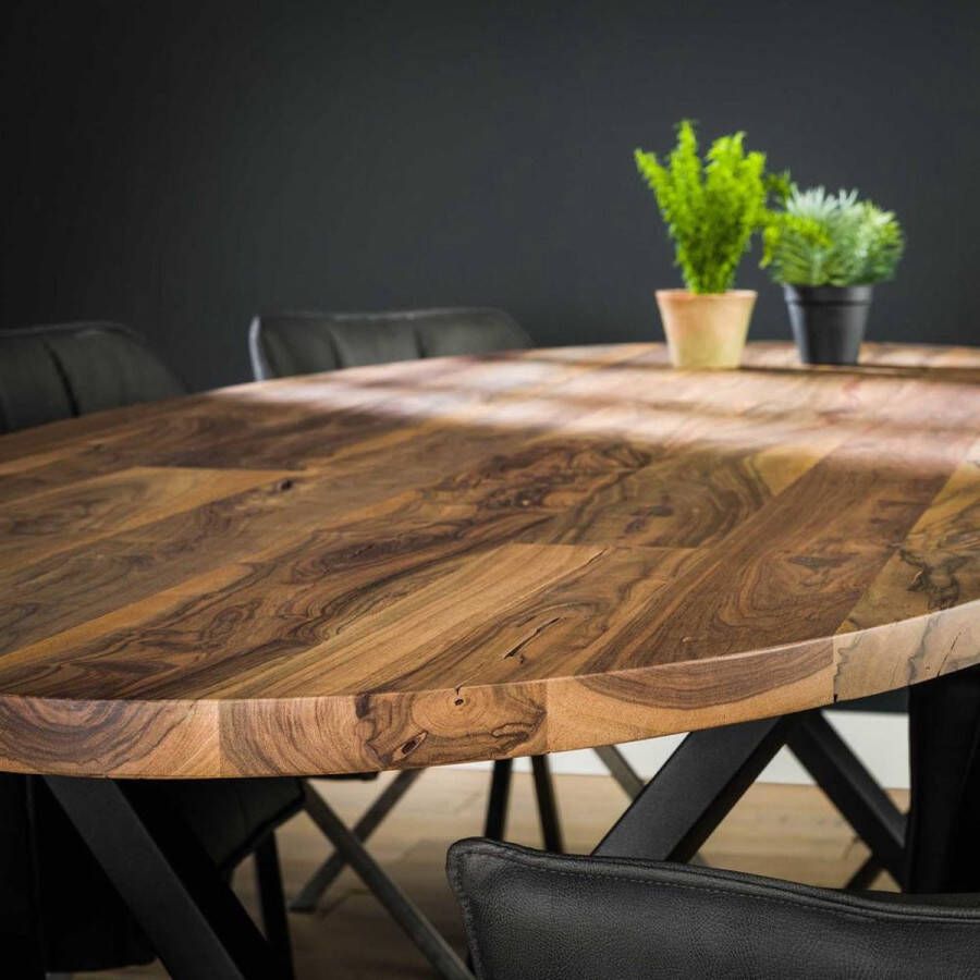 Giga Meubel Eetkamertafel Ovaal Notenhout 270cm X-Frame Tafel Daytona