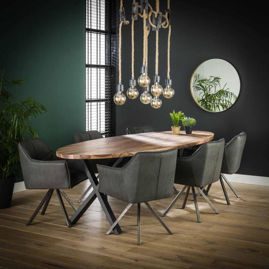Giga Meubel Eetkamertafel Ovaal Notenhout 270cm X-Frame Tafel Daytona