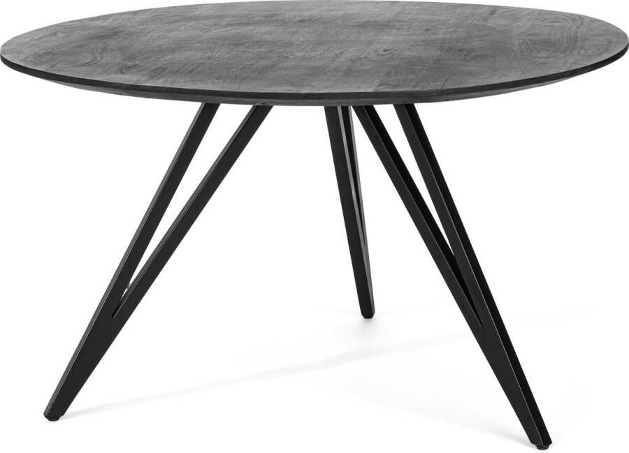 Giga Meubel Eetkamertafel Rond Mangohout Zwart Ø130cm Tafel Benjamin