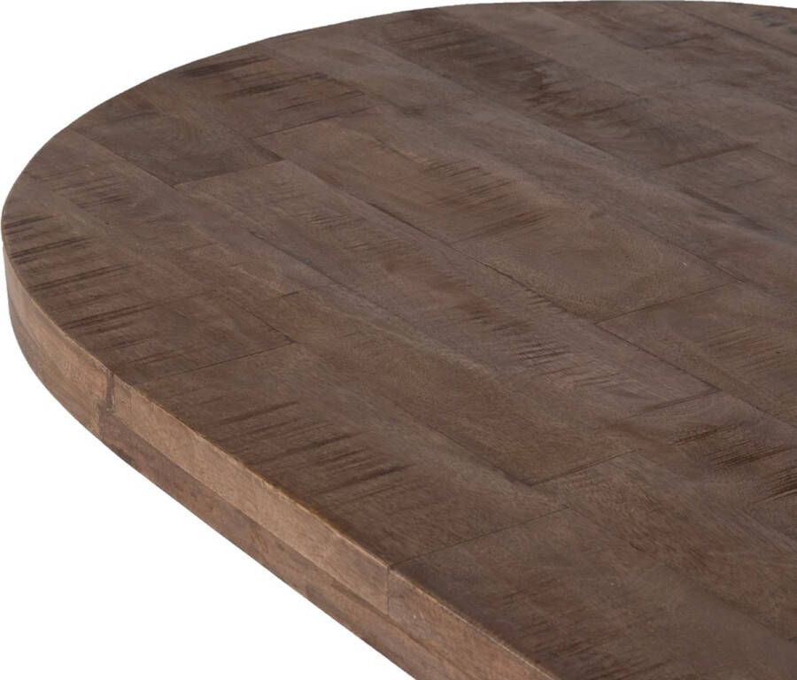 Giga Meubel Eettafel Ovaal Mangohout Zwart Metaal Onderstel Barn