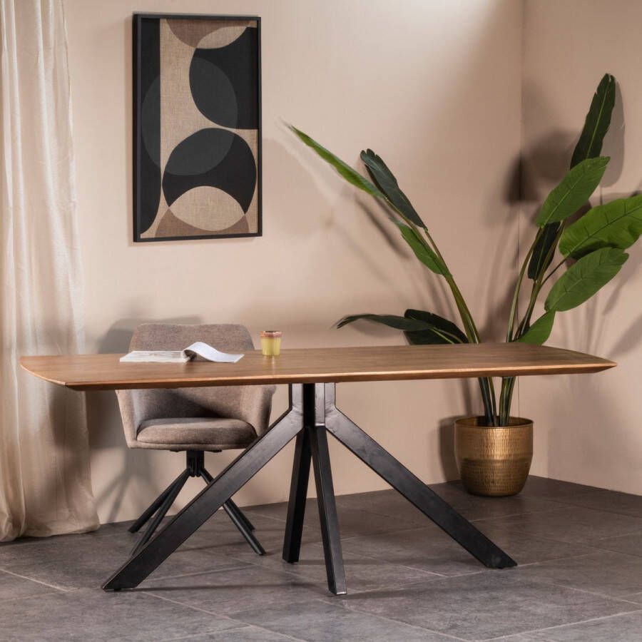 Giga Meubel Eettafel Deens Ovaal Bruin 200 cm Mangohout Tafel Batti