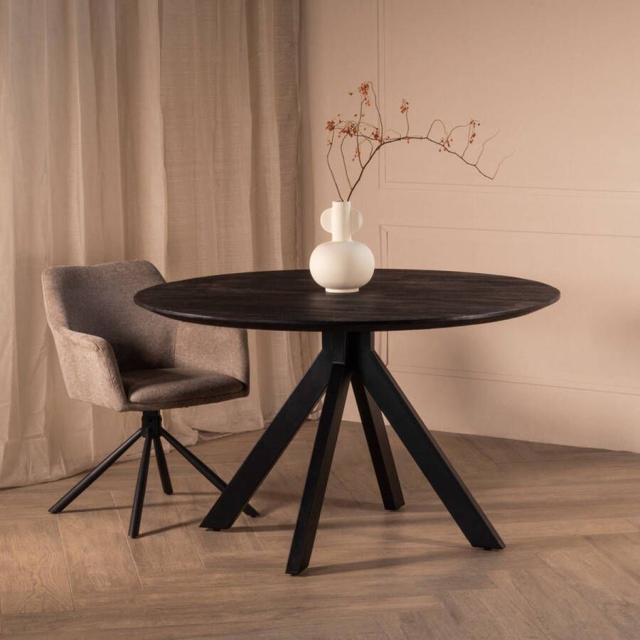 Giga Meubel Ronde Eettafel Ø130cm Robuust Zwart Eettafel Batti