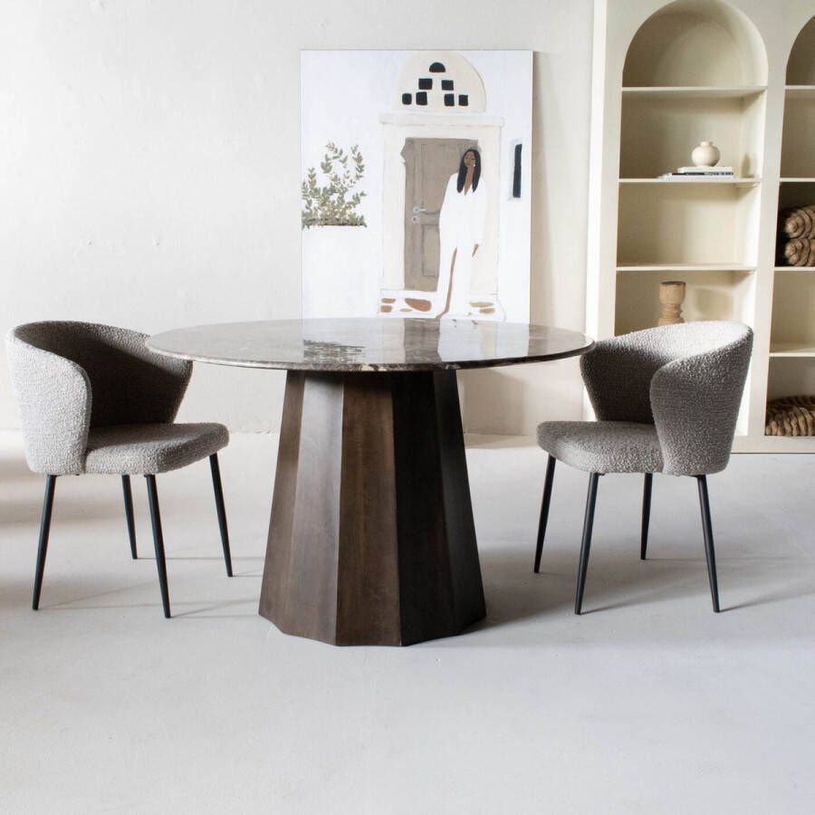Giga Meubel Eettafel Bruin Marmer 120x120x76cm Eettafel Senna
