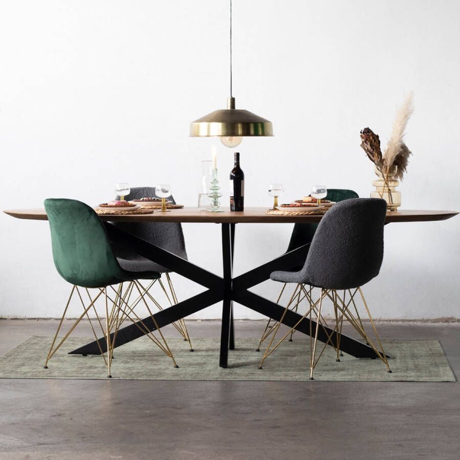 Giga Meubel Eettafel Ovaal 160cm Naturel Mangohout Tafel Diamond
