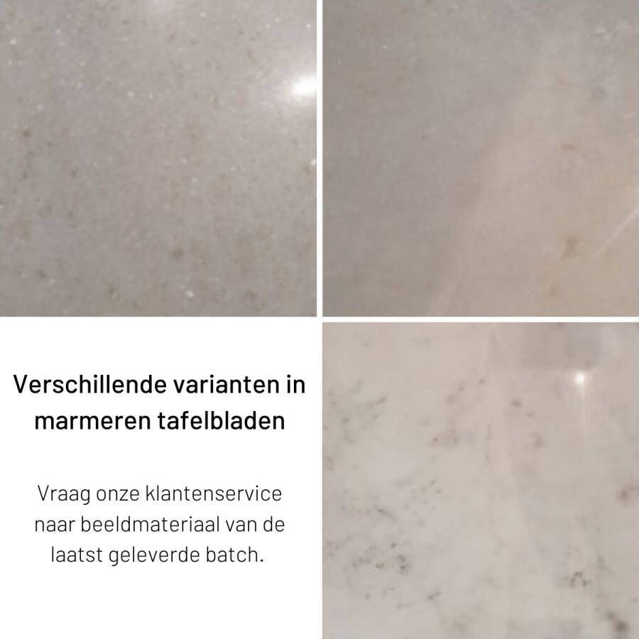 Livingfurn Witte Eetkamertafel Jacky Marmer Poot Marmer 130 cm