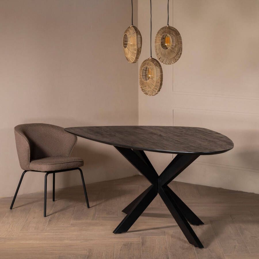 Giga Meubel Eettafel Zwart Kiezel Vorm 200cm Matrix-poot Eettafel Owen