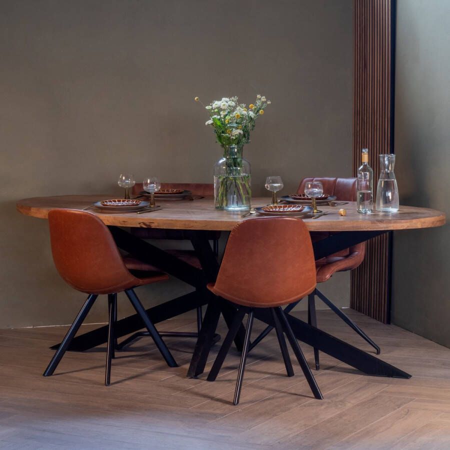Giga Meubel Ovale Eettafel 200cm Mangohout & Metaal Eettafel Mansour - Foto 2
