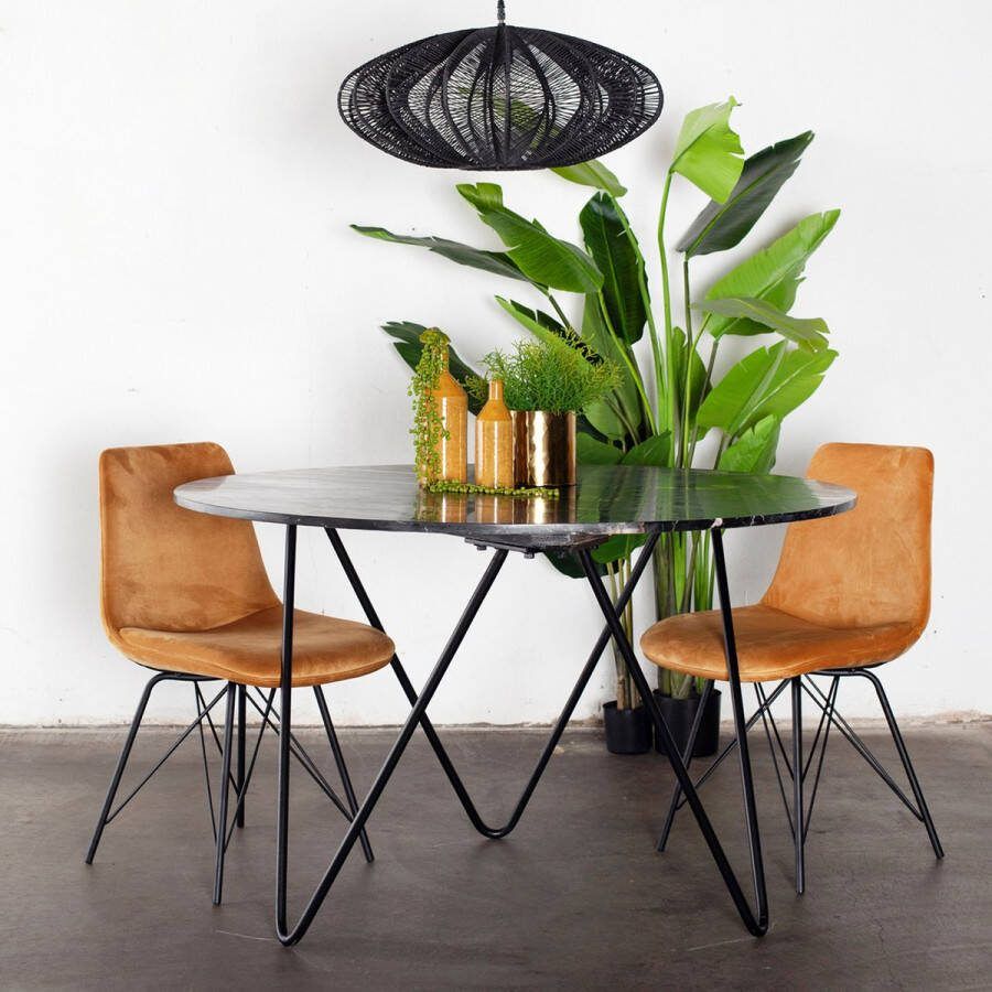 Giga Meubel Eettafel Rond Zwart Marmer Ø140cm Eettafel Coco