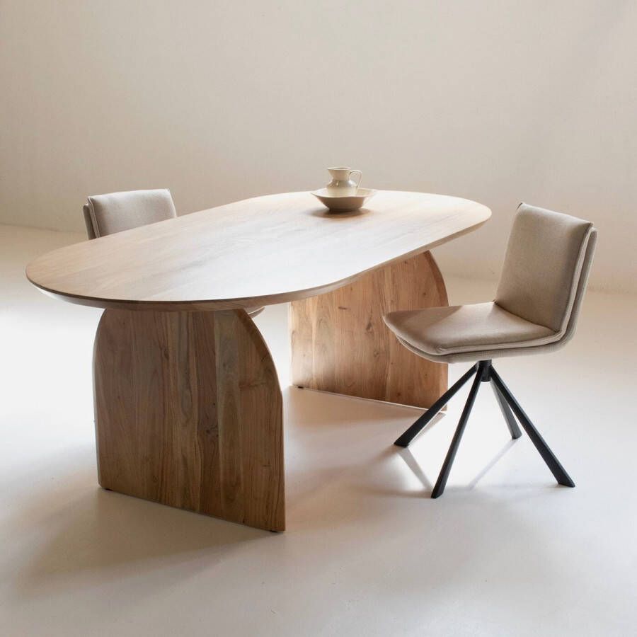 Giga Meubel Eettafel Naturel Mangohout 240cm Ovaal Eettafel Daan