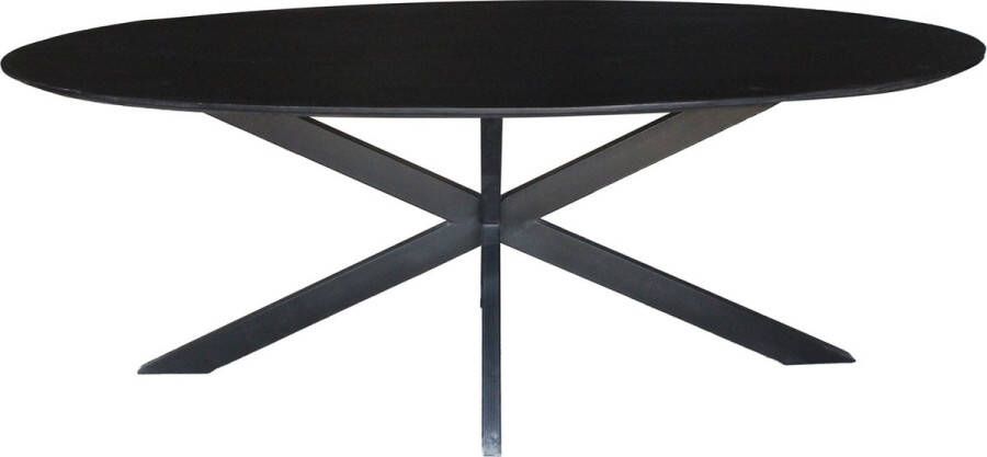 Livingfurn Ovale Eettafel Oslo Acaciahout en staal Zwart 210 x 100cm Ovaal