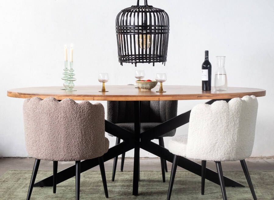 Giga Meubel Eettafel Ovaal 200cm Naturel Industrieel Tafel Kim