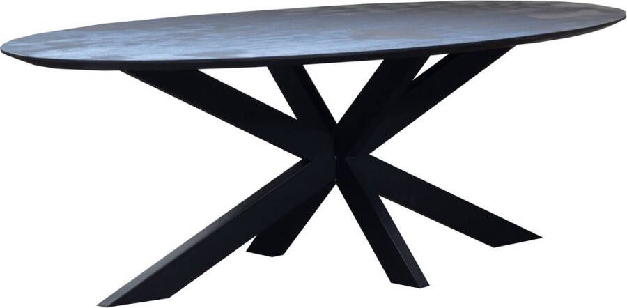 Giga Meubel Eettafel Ovaal Mangohout Zwart 200x110x78cm Tafel Diamond