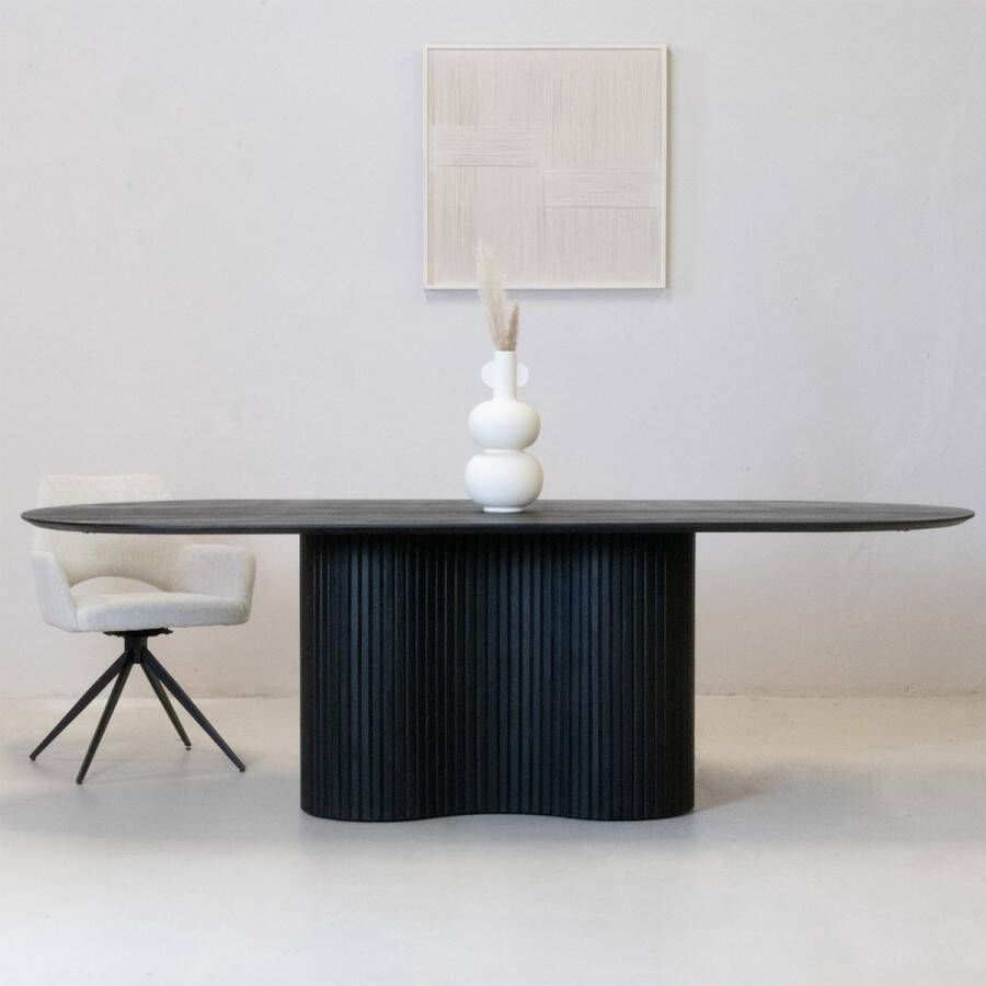 Giga Meubel Eettafel Ovaal Zwart Hout 300cm Eettafel Ava