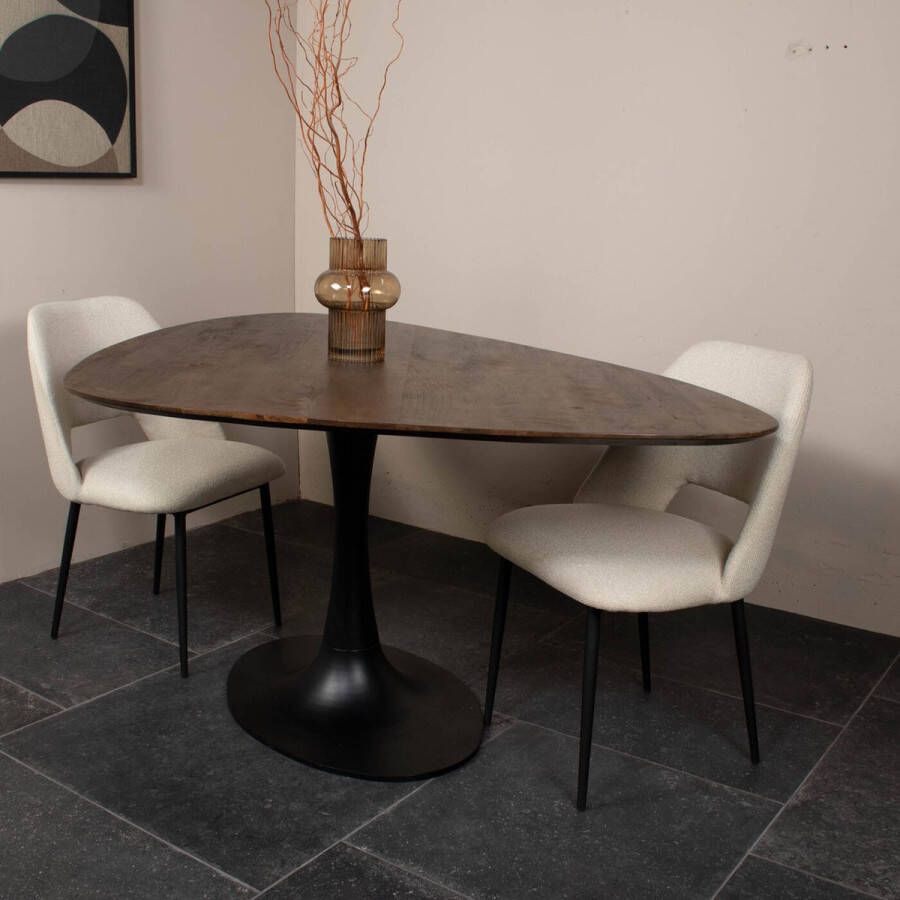 Giga Meubel Eettafel Kiezel Bruin 160cm O-poot Eettafel Owen