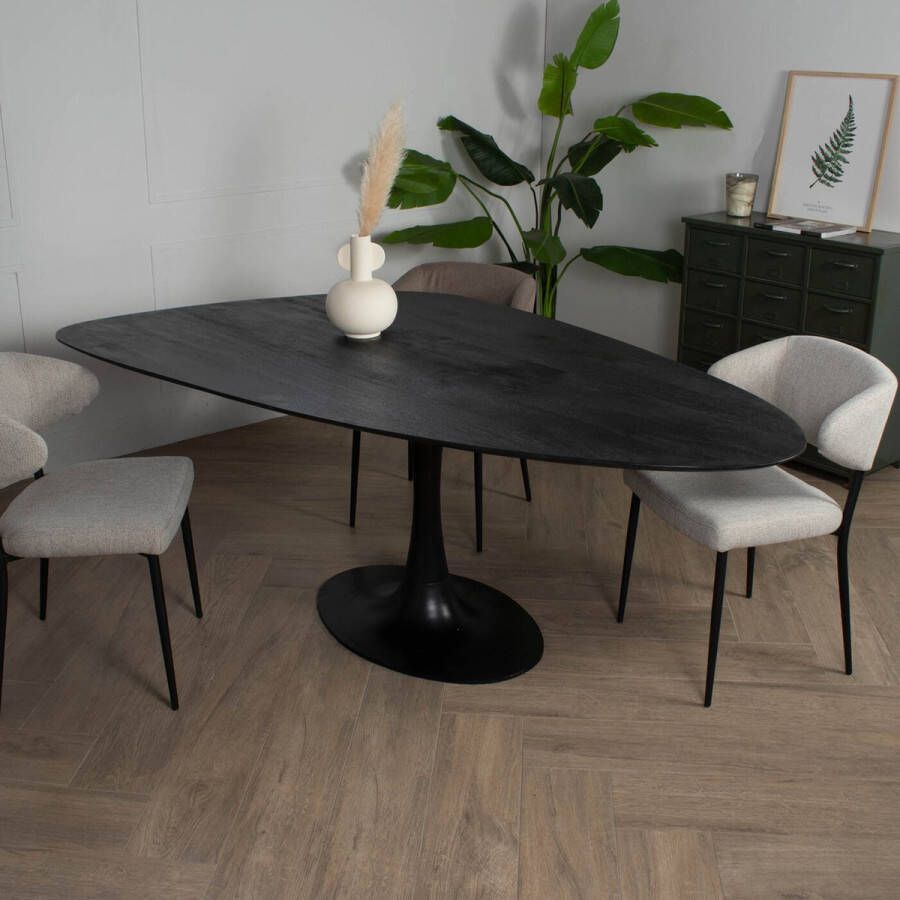 Giga Meubel Eettafel Owen Kiezel Zwart O-poot 200cm