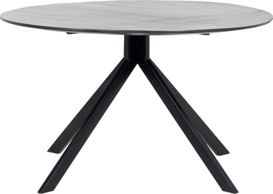 Giga Meubel Eettafel Rond 130cm Zwart Mangohout & Metaal Tafel Batti