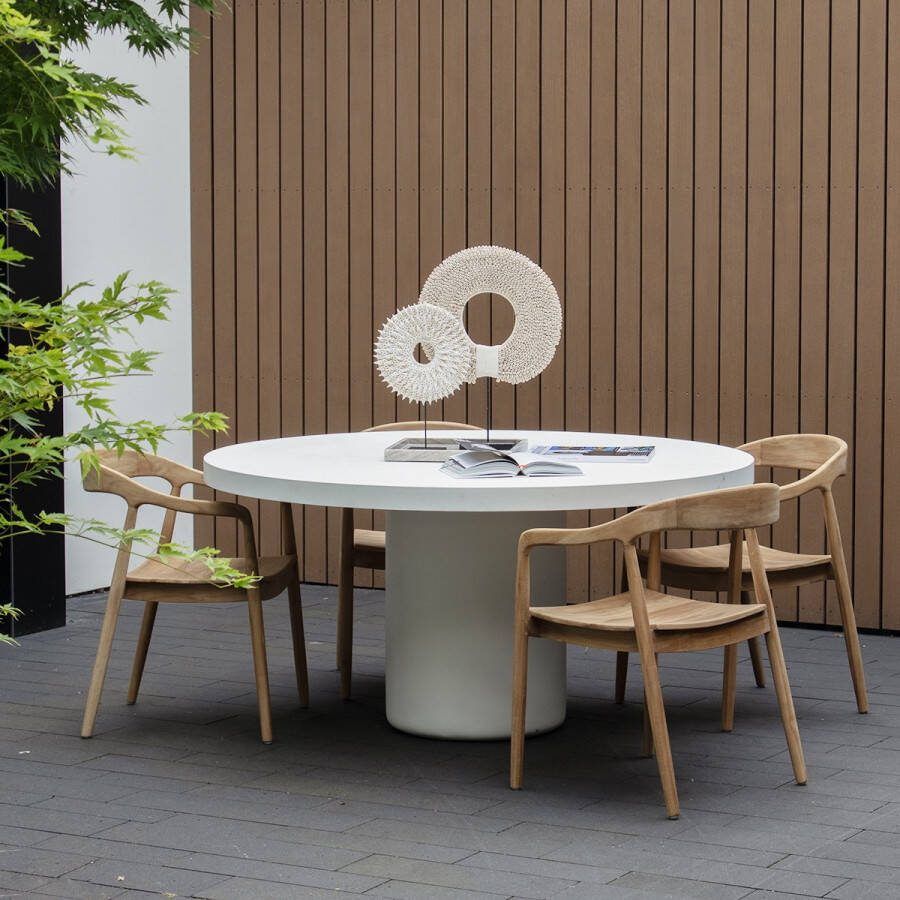 Giga Meubel Eettafel Rond 120cm Wit Eco Composiet Betonlook Eden