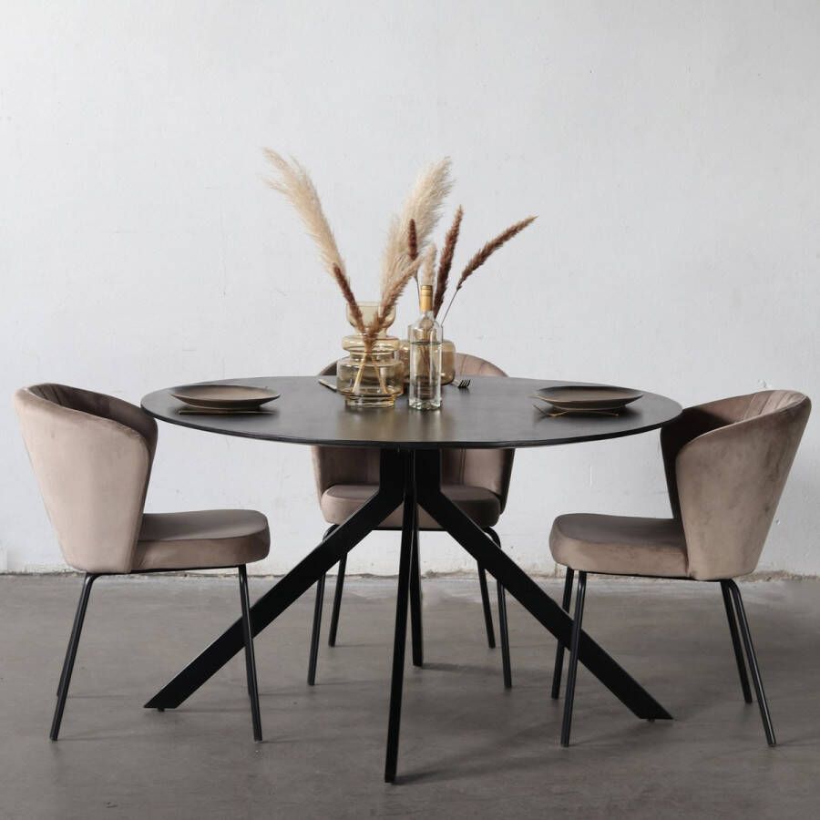 Giga Meubel Eettafel Rond 130cm Zwart Mangohout & Metaal Tafel Batti - Foto 2