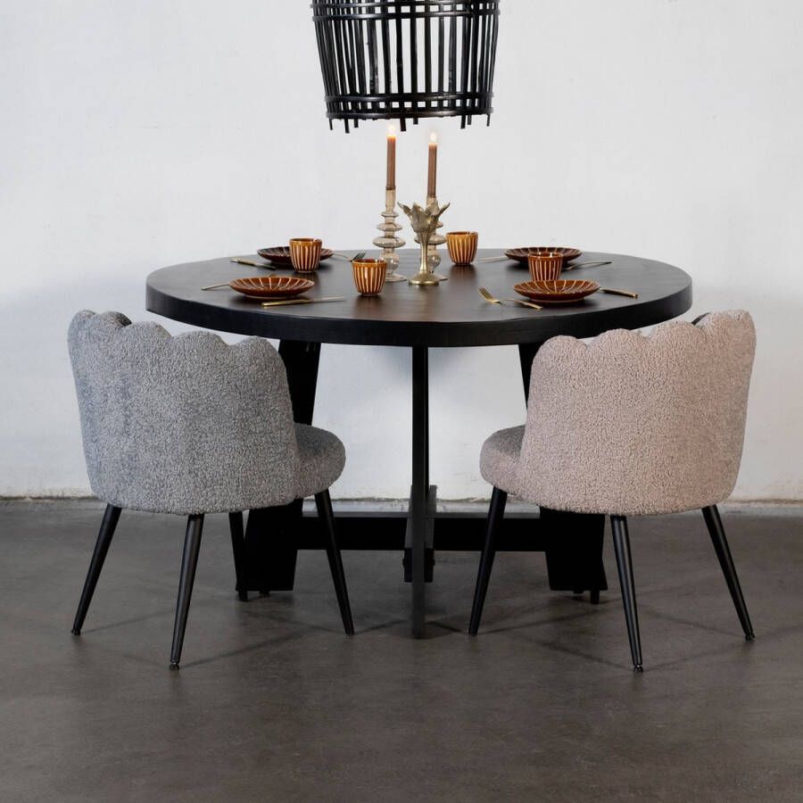 Giga Meubel Eettafel Rond Mangohout Zwart Ø130cm Tafel Yvette