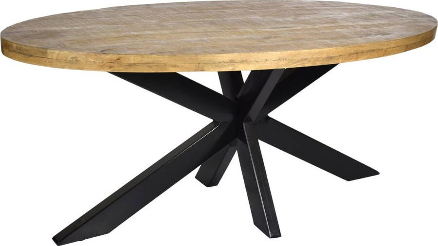 Livingfurn Eettafel Strong Ovaal 180cm Mangohout Gecoat Staal