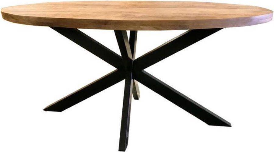 Livingfurn Ovale Bartafel Sturdy Mangohout en staal 200 x 100cm Ovaal
