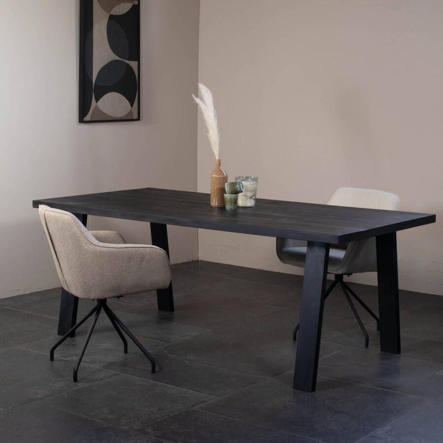 Giga Meubel Eettafel Zwart Mangohout 200cm Eettafel Nathan