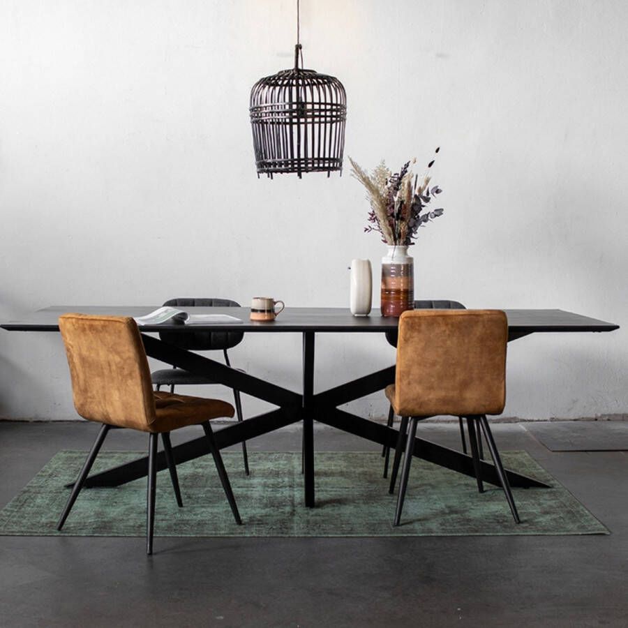 Giga Meubel Eettafel Zwart Mangohout 240cm Industrieel Tafel Robin