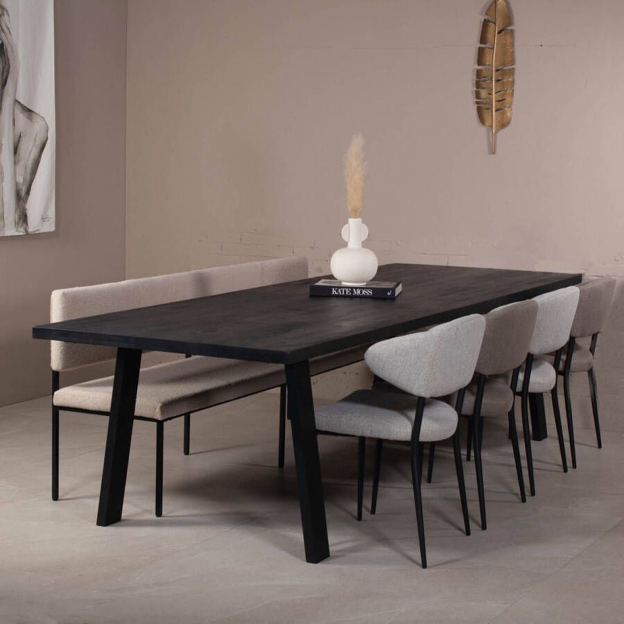 Giga Meubel Eettafel Zwart 300cm Mangohout Eettafel Nathan