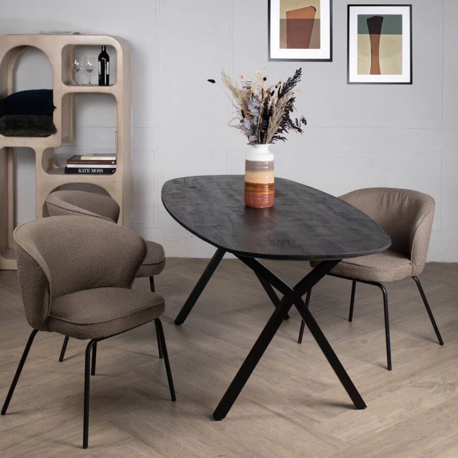 Giga Meubel Eettafel Zwart Ovaal Mangohout 200cm Tafel Genève