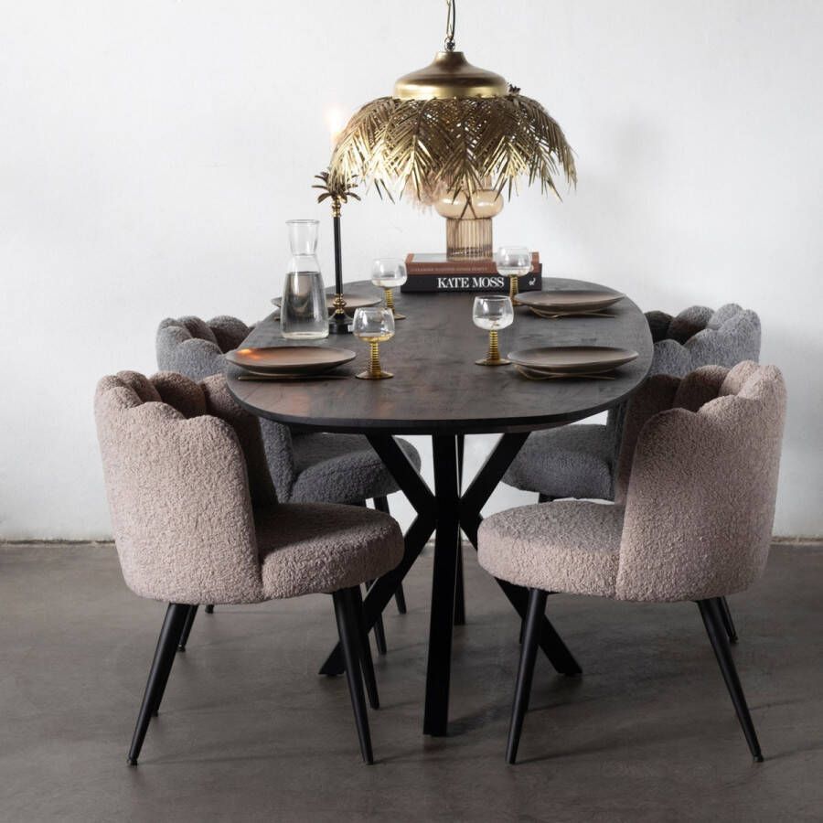 Giga Meubel Eettafel Zwart Ovaal – Mangohout 300cm Tafel Lissabon