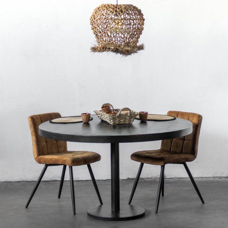 Giga Meubel Eettafel Zwart Rond 110cm Mangohout Tafel Dinand