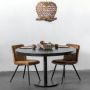 Giga Meubel Eettafel Zwart Rond 110cm Mangohout Tafel Dinand - Thumbnail 1