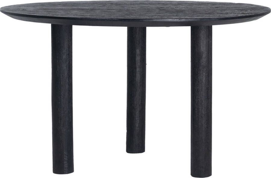 Giga Meubel Eettafel Zwart Rond Mangohout 130x130x76cm Eettafel Morgan