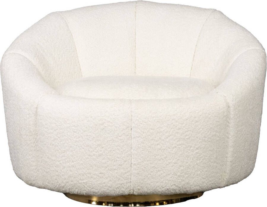 Giga Meubel Fauteuil Wit Bouclé Draaibaar 95x83x69cm Fauteuil Florine