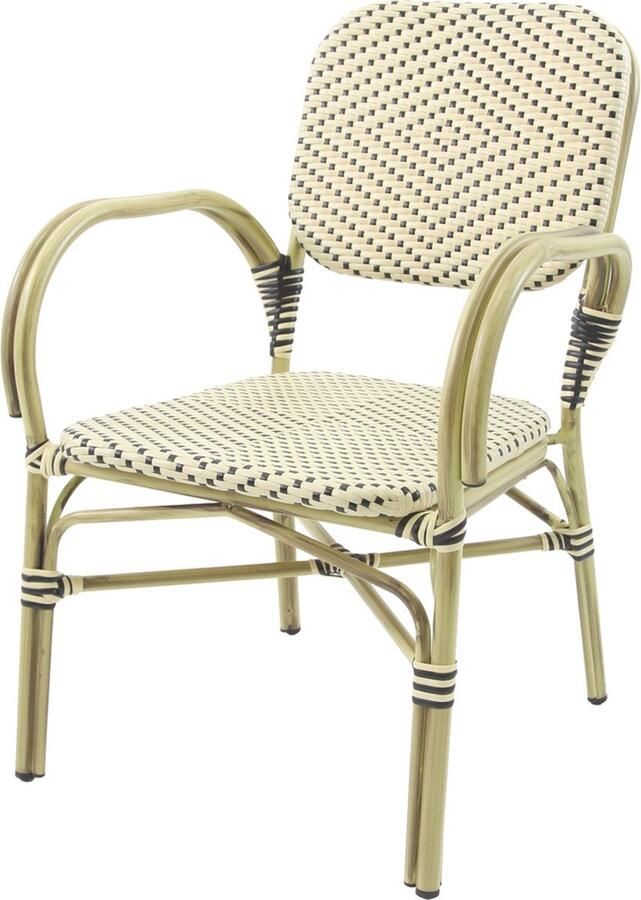 Giga Meubel Bistrostoel Wit Zwart Rotan 61x67x89cm Felix