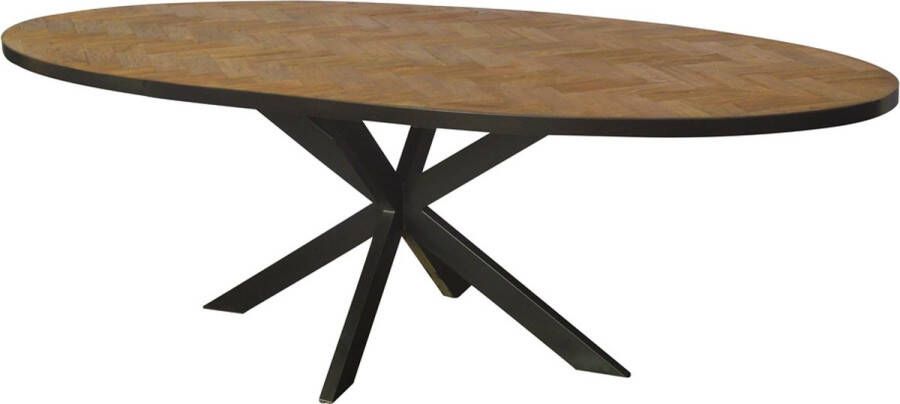 Sohome Ovale Eettafel Hawaii 210 x 100cm Visgraat Teak en staal Hout Ovaal